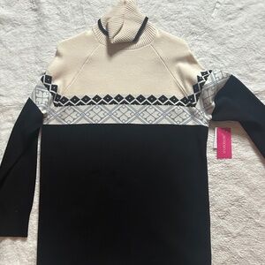 Shoedazzle Turtleneck Jacquard Sweater Dress